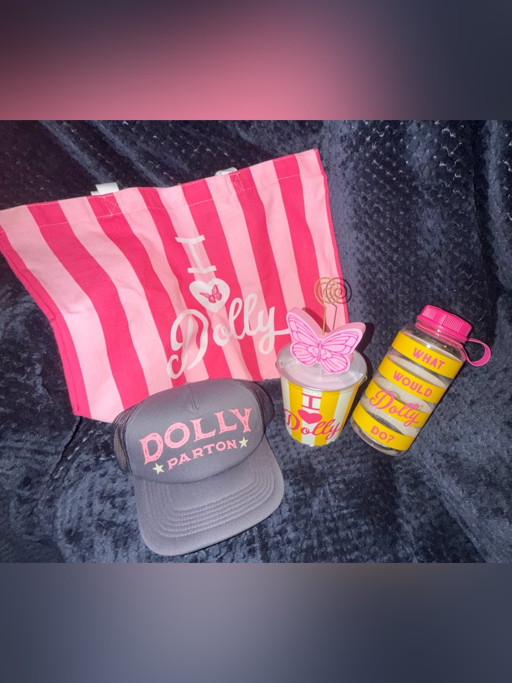 Dolly Parton Pink Logo Trucker Hat — Women's Pink Accent Cap